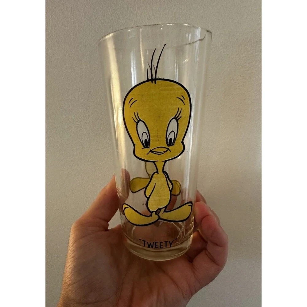 Tweety Bird 6.5” Drink Glass Pepsi Collector Series Vintage 1973 Looney Tunes